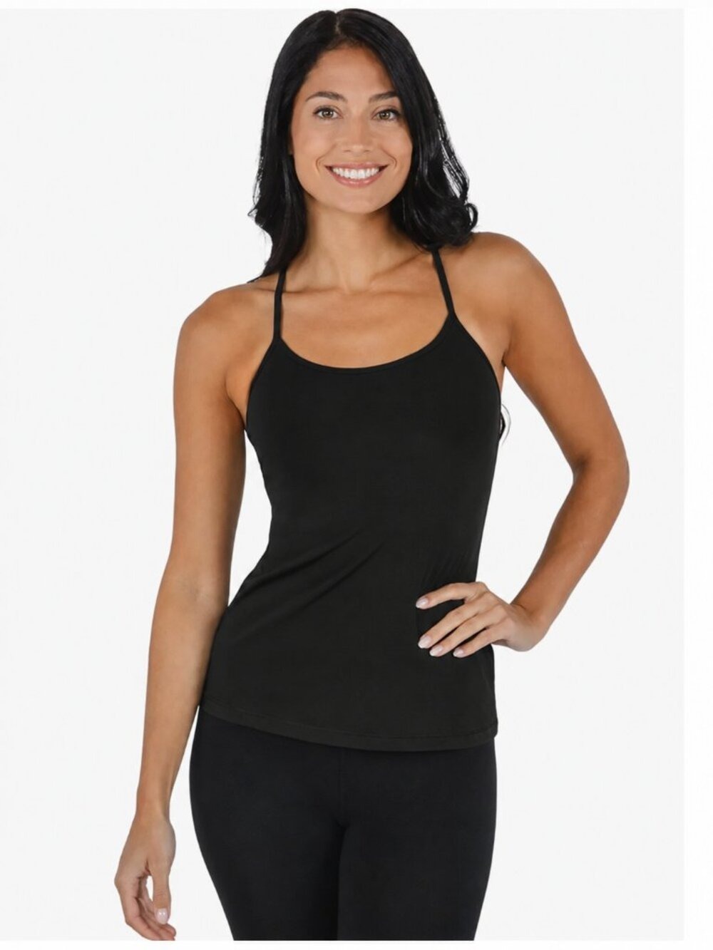 Yogalicious Ultra Soft Built-In Bra Tank Top Black XL Athletic Yoga Workout